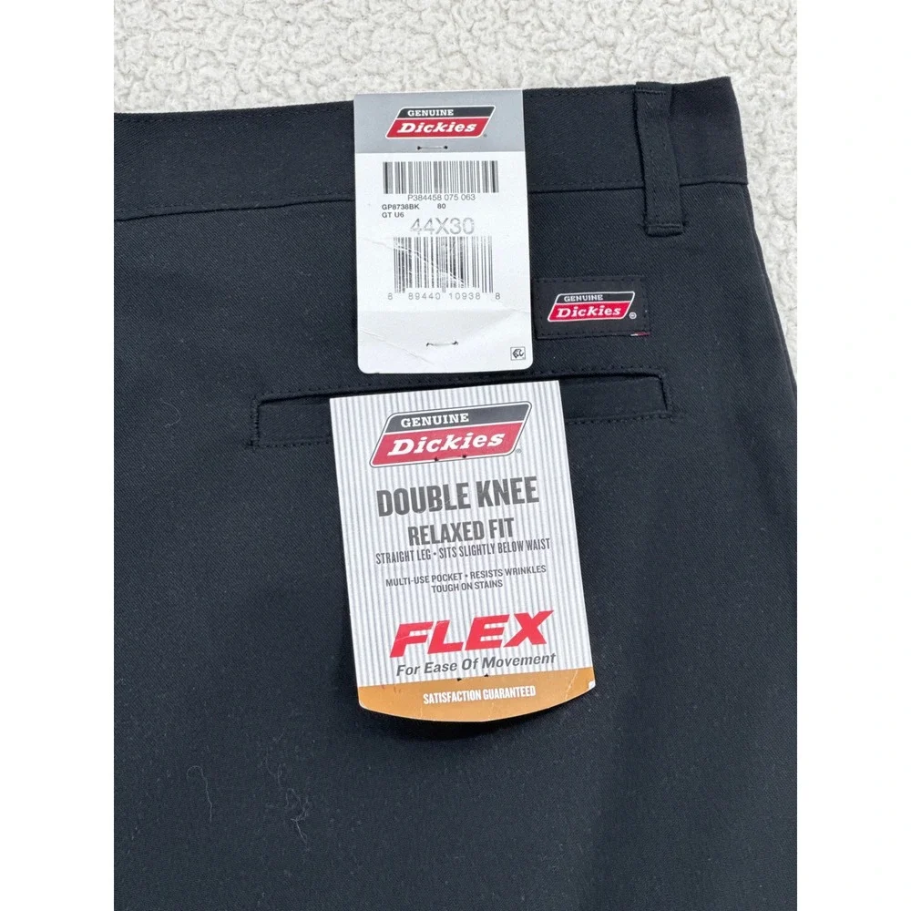 Dickies Mens 44x30 Black Double Knee Relaxed Fit Flex Straight Leg Pants - Picture 3 of 6